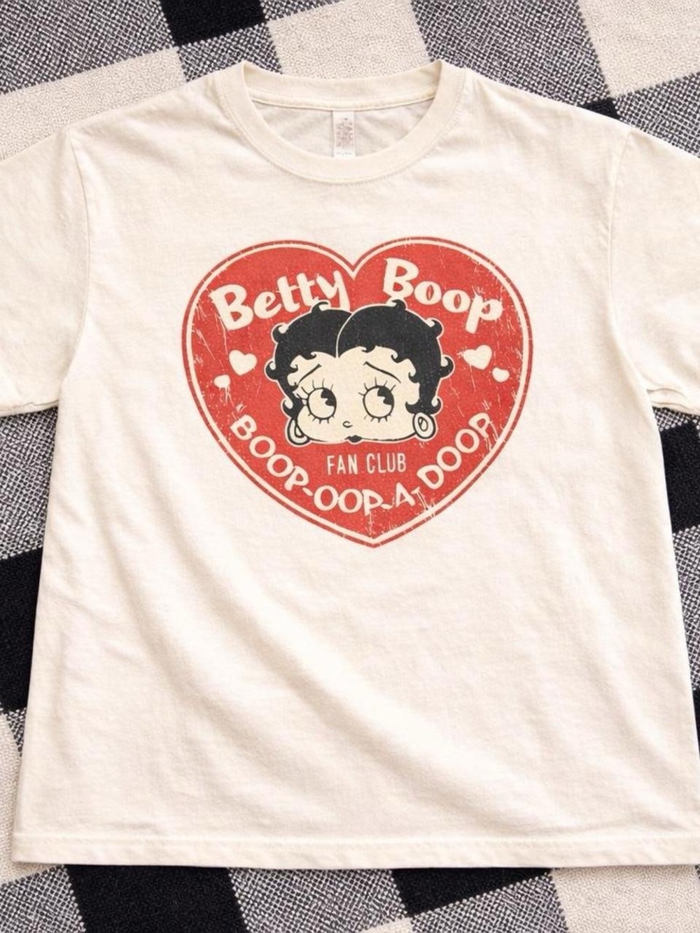Betty Boop White Tee with Red Heart Graphic